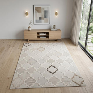 Home Outfitters 4' X 6' Cream and Beige Geometric Distressed Area Rug