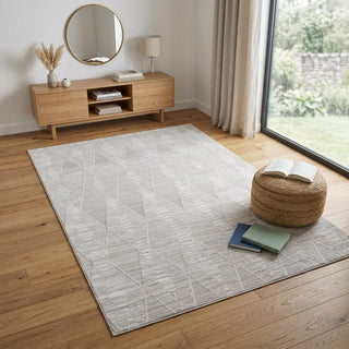 Home Outfitters 4' X 6' Gray and Ivory Geometric Distressed Area Rug