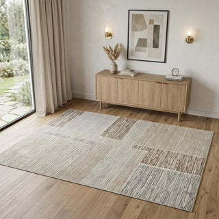 Home Outfitters 4' X 6' Beige and Brown Abstract Distressed Area Rug