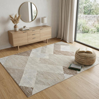 Home Outfitters 4' X 6' Beige and Brown Abstract Distressed Area Rug