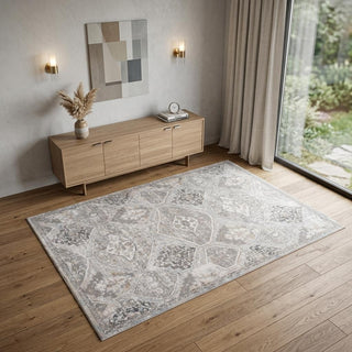 Home Outfitters 4' X 6' Blue and Gray Oriental Distressed Area Rug