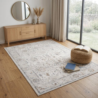Home Outfitters 4' X 6' Beige and Ivory Abstract Distressed Area Rug
