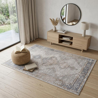 Home Outfitters 4' X 6' Beige and Gray Abstract Distressed Area Rug
