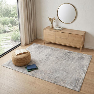 Home Outfitters 4' X 6' Gray and Beige Abstract Distressed Area Rug
