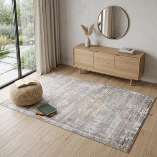 Home Outfitters 4' X 6' Gray and Brown Abstract Distressed Area Rug
