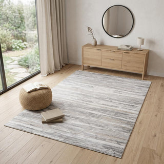 Home Outfitters 4' X 6' Gray and Beige Abstract Distressed Area Rug