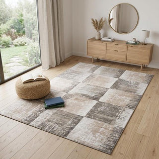 Home Outfitters 4' X 6' Beige and Brown Abstract Distressed Area Rug