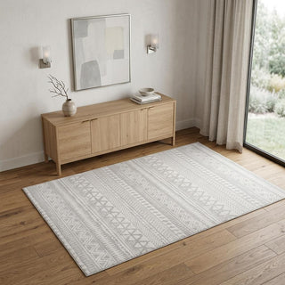 Home Outfitters 4' X 6' Gray and Cream Abstract Distressed Area Rug