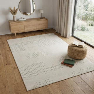 Home Outfitters 4' X 6' Cream and Beige Abstract Distressed Area Rug
