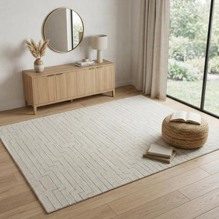 Home Outfitters 4' X 6' Cream and Beige Abstract Distressed Area Rug