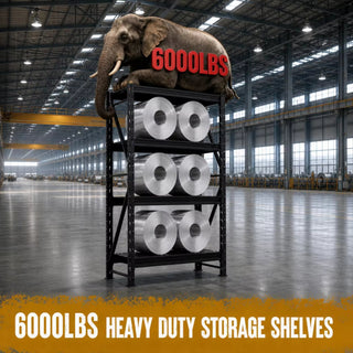 Metal Storage Shelving Unit, 4-Tier 6000LBS Adjustable Garage Shelving Rack, 47.24" W x 19.69" D x 71.65" H, Steel Storage Shelf Organizer for Garage, Workshop, Basement, Pantry