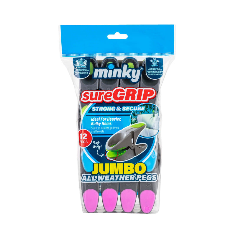 Minky Homecare SureGrip Jumbo Clothespins - 12-Pack
