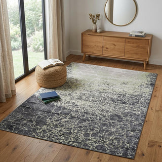 Home Outfitters 4' X 6' Ivory Gray and Green Abstract Power Loom Area Rug