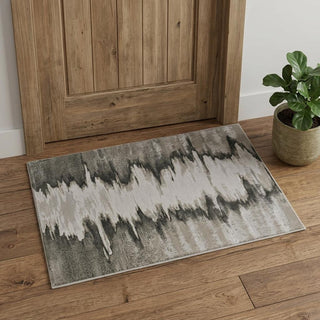 Home Outfitters 2' X 3' Gray Ivory and Taupe Abstract Power Loom Area Rug