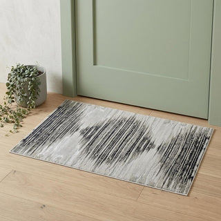 Home Outfitters 2' X 3' Black and Silver Geometric Power Loom Area Rug