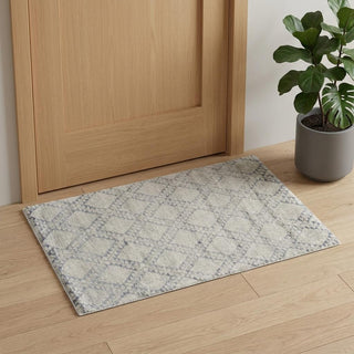Home Outfitters 2' X 3' Gray and Ivory Geometric Hand Knotted Worn Faded Area Rug