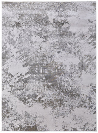 Home Outfitters 2' X 3' Gray and Silver Abstract Power Loom Worn Faded Area Rug