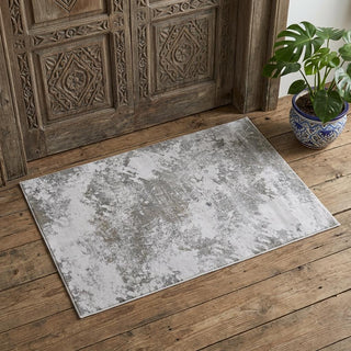 Home Outfitters 2' X 3' Gray and Silver Abstract Power Loom Worn Faded Area Rug