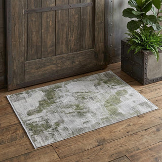 Home Outfitters 2' X 3' Gray Silver and Green Ikat Power Loom Area Rug With Fringe