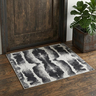 Home Outfitters 2' X 3' Black and Gray Abstract Hand Woven Area Rug