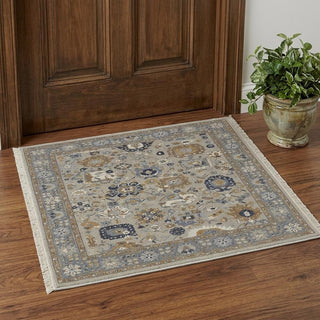 Home Outfitters 2' X 3' Gray and Brown Wool Oriental Hand Knotted Area Rug With Fringe
