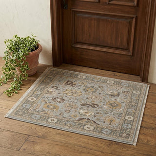 Home Outfitters 2' X 3' Gray and Brown Wool Oriental Hand Knotted Area Rug With Fringe