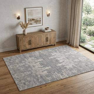 Home Outfitters 4' X 6' Gray and Silver Abstract Hand Woven Worn Faded Area Rug