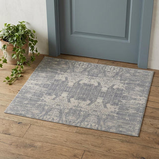 Home Outfitters 2' X 3' Gray and Silver Abstract Hand Woven Worn Faded Area Rug