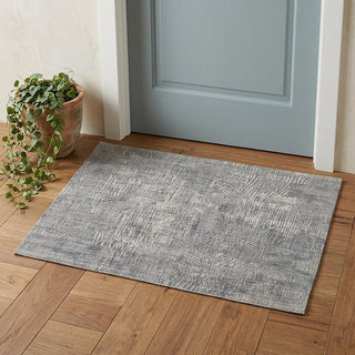 Home Outfitters 2' X 3' Gray and Silver Abstract Hand Woven Worn Faded Area Rug