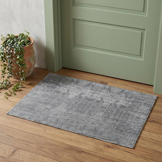 Home Outfitters 2' X 3' Gray and Silver Abstract Hand Woven Worn Faded Area Rug