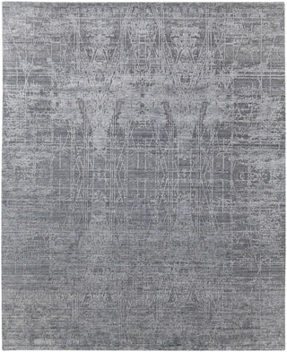 Home Outfitters 2' X 3' Gray and Silver Abstract Hand Woven Worn Faded Area Rug