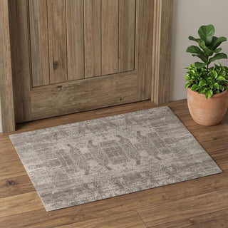 Home Outfitters 2' X 3' Gray and Silver Abstract Hand Woven Worn Faded Area Rug
