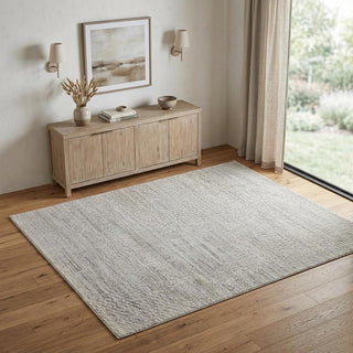 Home Outfitters 4' X 6' Ivory and Gray Abstract Hand Woven Worn Faded Area Rug