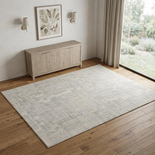 Home Outfitters 4' X 6' Ivory and Gray Abstract Hand Woven Worn Faded Area Rug