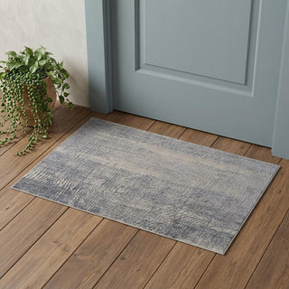 Home Outfitters 2' X 3' Gray Ivory and Blue Abstract Hand Woven Worn Faded Area Rug