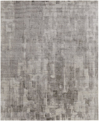 Home Outfitters 4' X 6' Gray and Ivory Abstract Hand Woven Worn Faded Area Rug