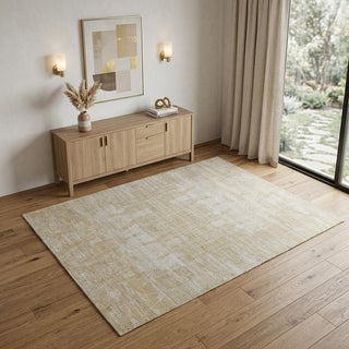Home Outfitters 4' X 6' Yellow and Ivory Abstract Hand Woven Area Rug