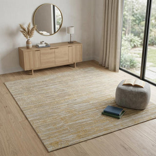 Home Outfitters 4' X 6' Yellow and Ivory Abstract Hand Woven Area Rug