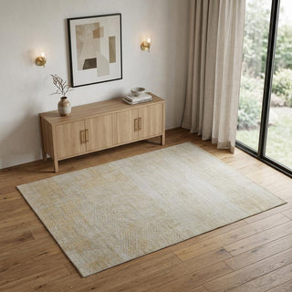 Home Outfitters 4' X 6' Yellow and Ivory Abstract Hand Woven Area Rug