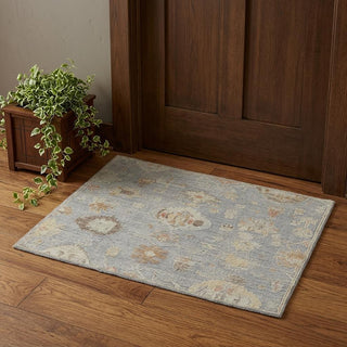 Home Outfitters 2' X 3' Gray and Blue Wool Floral Hand Knotted Area Rug
