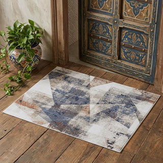 Home Outfitters 2' X 3' Gray Blue and Ivory Checkered Power Loom Area Rug