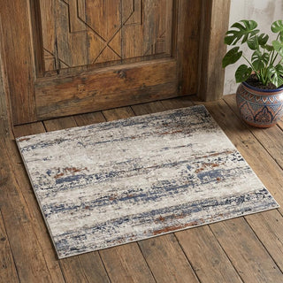 Home Outfitters 2' X 3' Gray Blue and Ivory Abstract Power Loom Area Rug