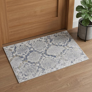 Home Outfitters 2' X 3' Gray and Silver Floral Power Loom Area Rug