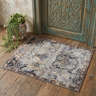 Home Outfitters 2' X 3' Gray Black and Red Ikat Power Loom Area Rug