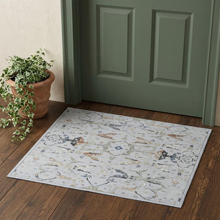 Home Outfitters 2' X 3' Gray Blue and Green Floral Power Loom Area Rug