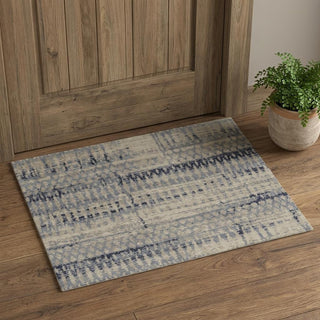 Home Outfitters 2' X 3' Gray Blue and Ivory Wool Abstract Hand Knotted Area Rug