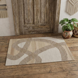 Home Outfitters 2' X 3' Brown Tan and Ivory Wool Abstract Hand Tufted Area Rug