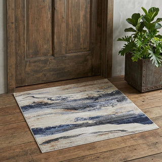 Home Outfitters 2' X 3' Blue Gray and Tan Abstract Power Loom Area Rug