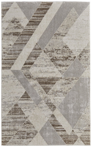 Home Outfitters 4' X 6' Ivory Gray and Brown Geometric Power Loom Area Rug