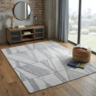 Home Outfitters 4' X 6' Black and Ivory Abstract Hand Woven Area Rug